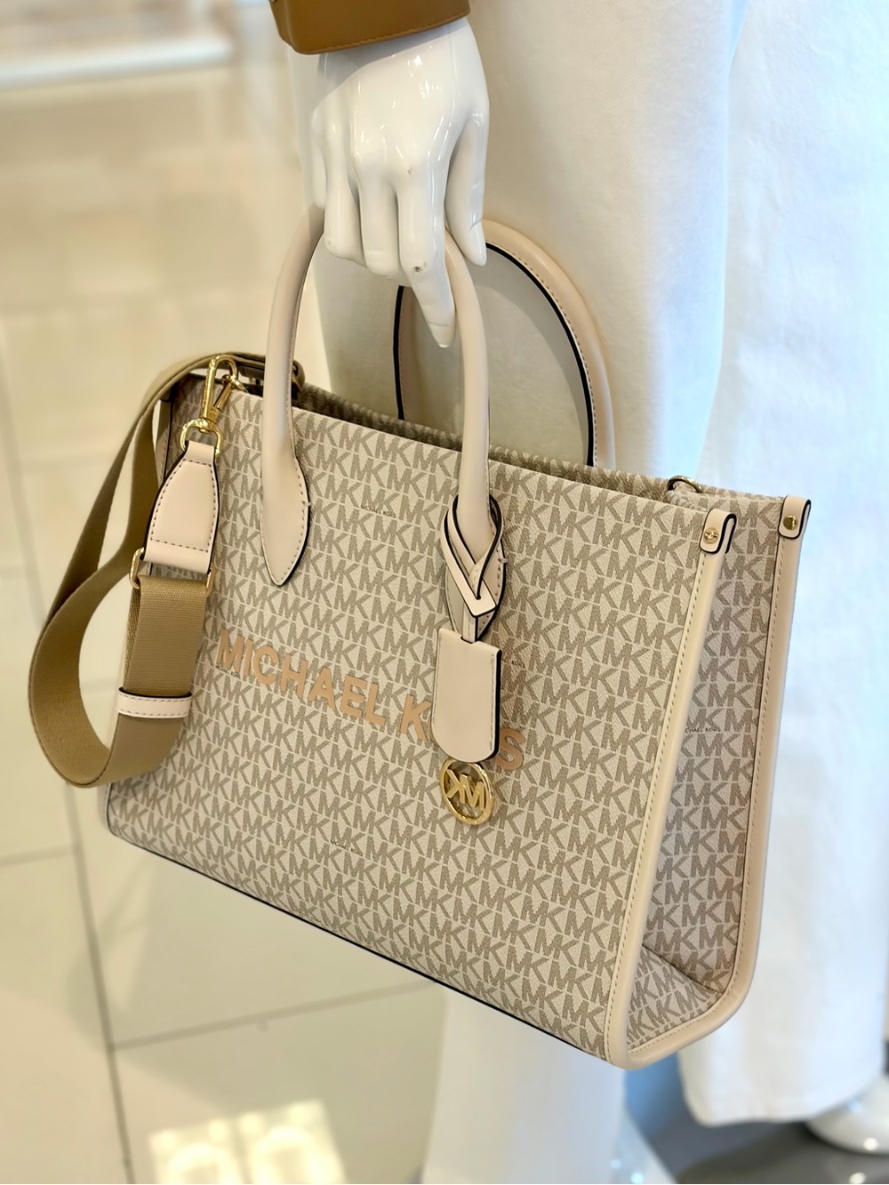 Michael Kors Mirella Medium Signature Logo Tote Shoulder Bag Crossbody - Picture 12 of 14